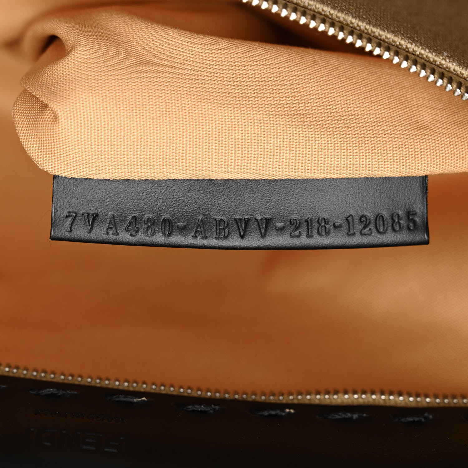 Fendi Canvas Vitello King Logo Embroidered East West Shopper Tote Sand Black 7 of 10
