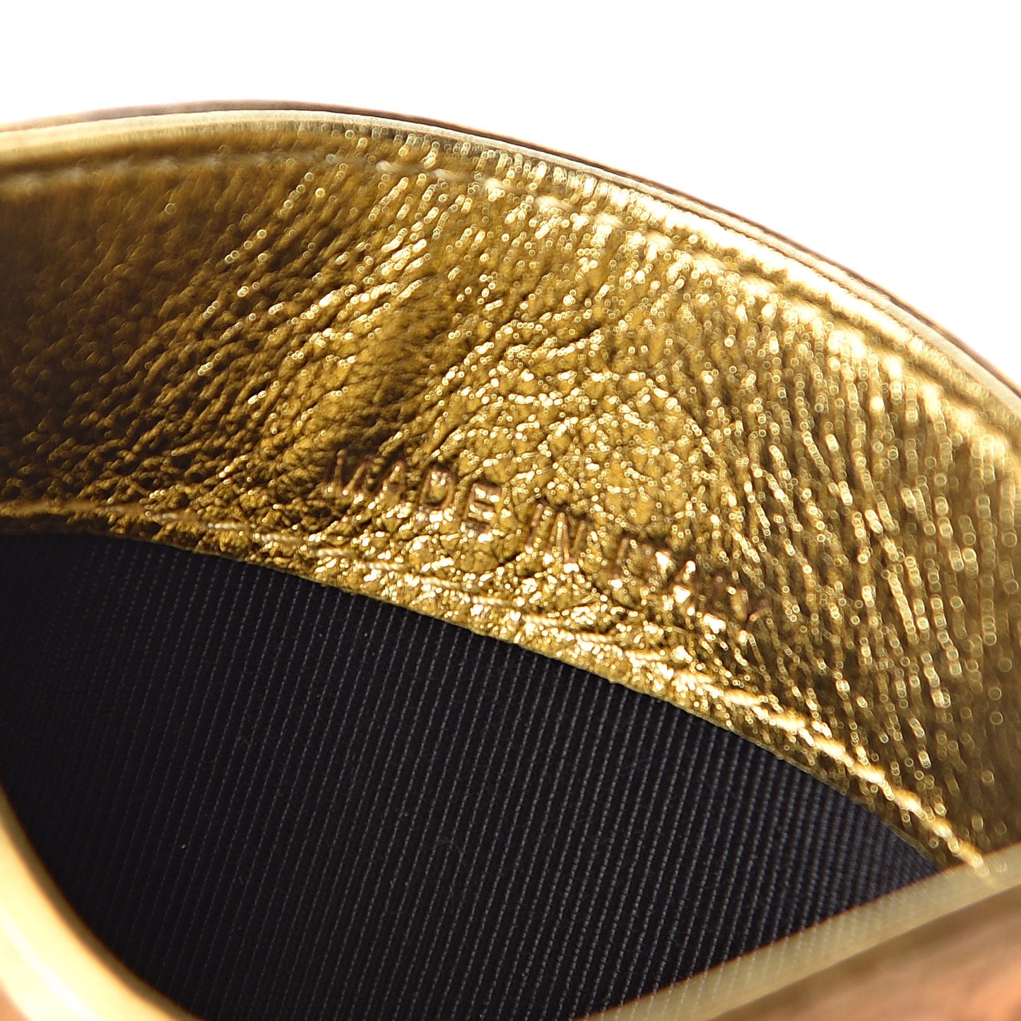 Metallic Calfskin Crocodile Embossed Cocodile Card Holder Gold
