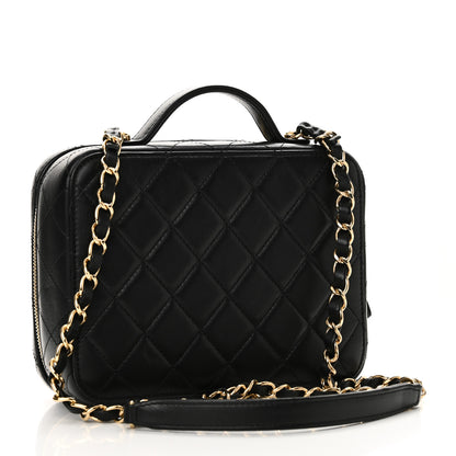 Chanel Lambskin Metal Quilted Golden Plate Vanity Case Black Golden Plate Vanity Case Black Gold 3 of 10