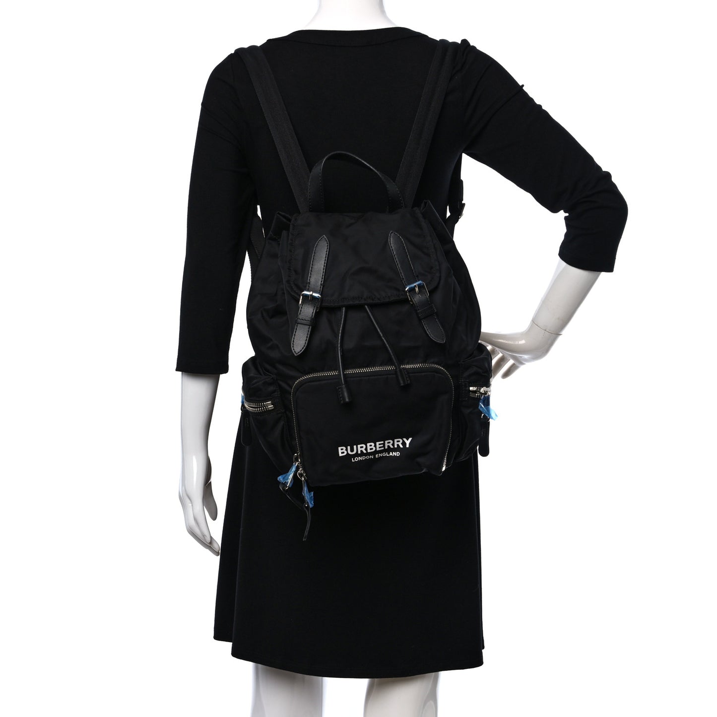 Nylon Logo Print Medium Rucksack Backpack Black