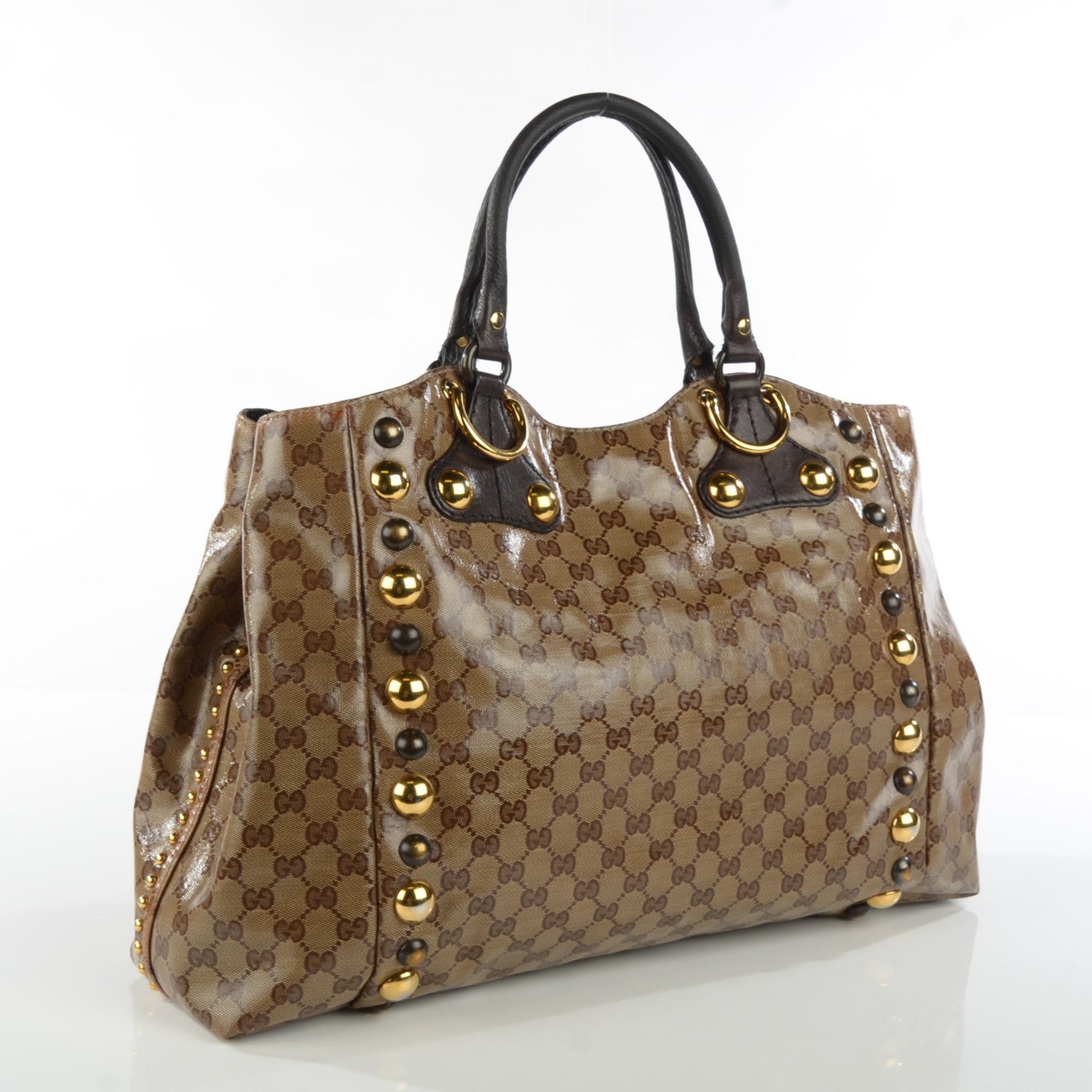 Gucci Crystal Monogram Large Babouska Tote Dark Brown 3 of 10