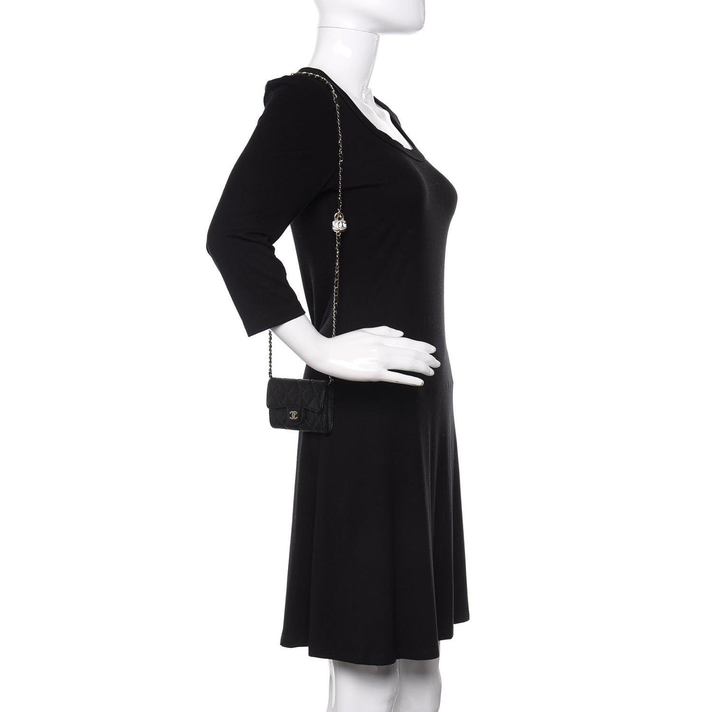 Caviar Quilted Flap Classic Belt Bag Black