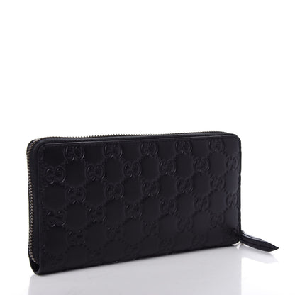 Gucci Guccissima Signature Crystal Cat Zip Around Wallet Black 3 of 8
