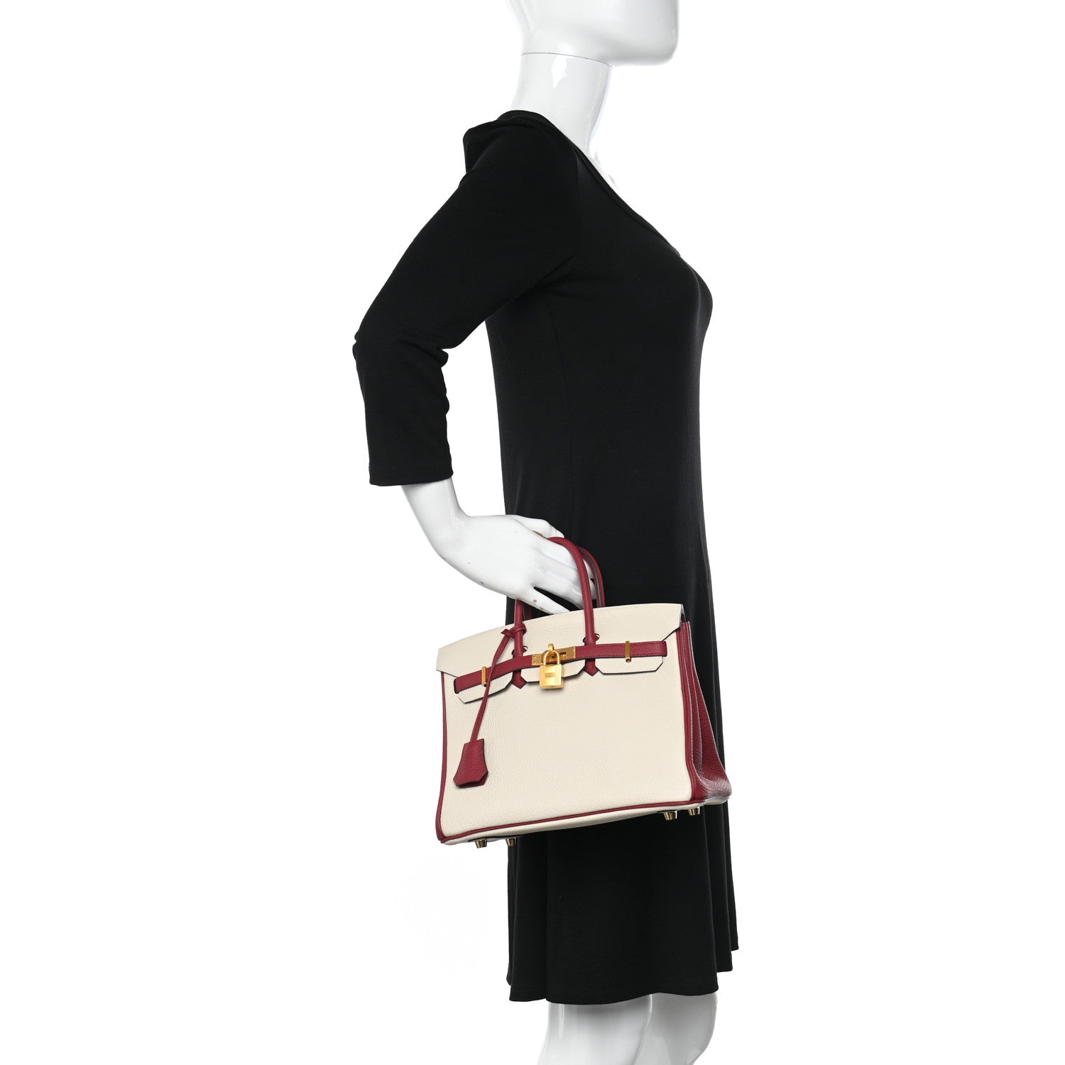 Hermes Togo Horseshoe Birkin 25 Craie Rouge Grenat 2 of 11