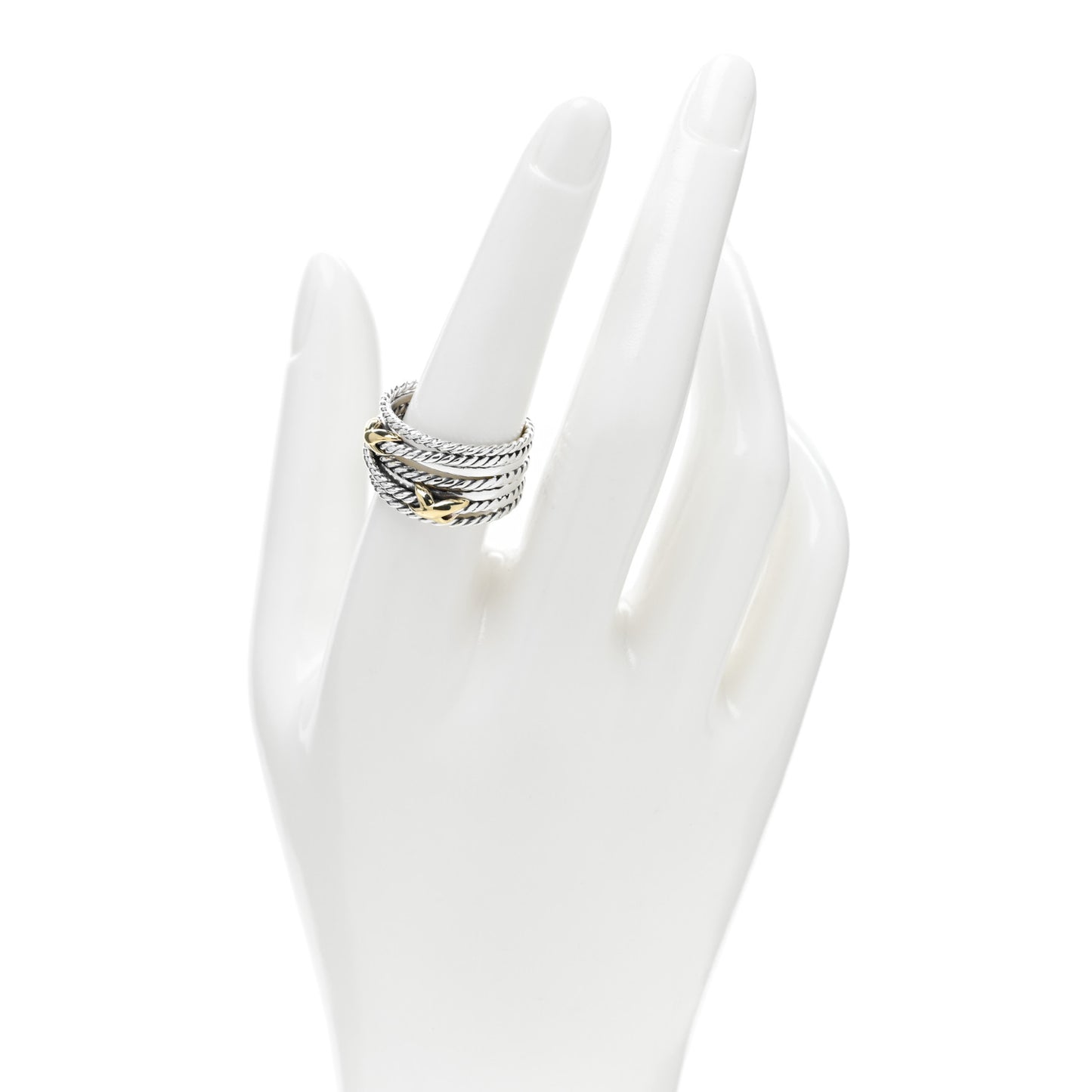 Sterling Silver 18K Yellow Gold Double X Crossover Ring 57 8
