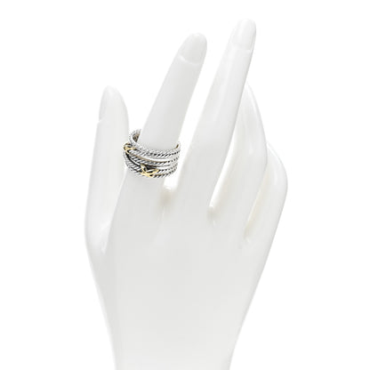 David Yurman Sterling Silver 18K Yellow Gold Double X Crossover Ring 57 8 2 of 4