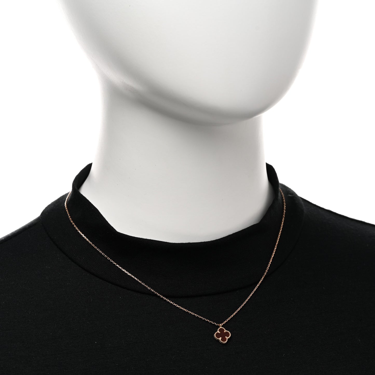 18K Rose Gold Carnelian Sweet Alhambra Pendant Necklace