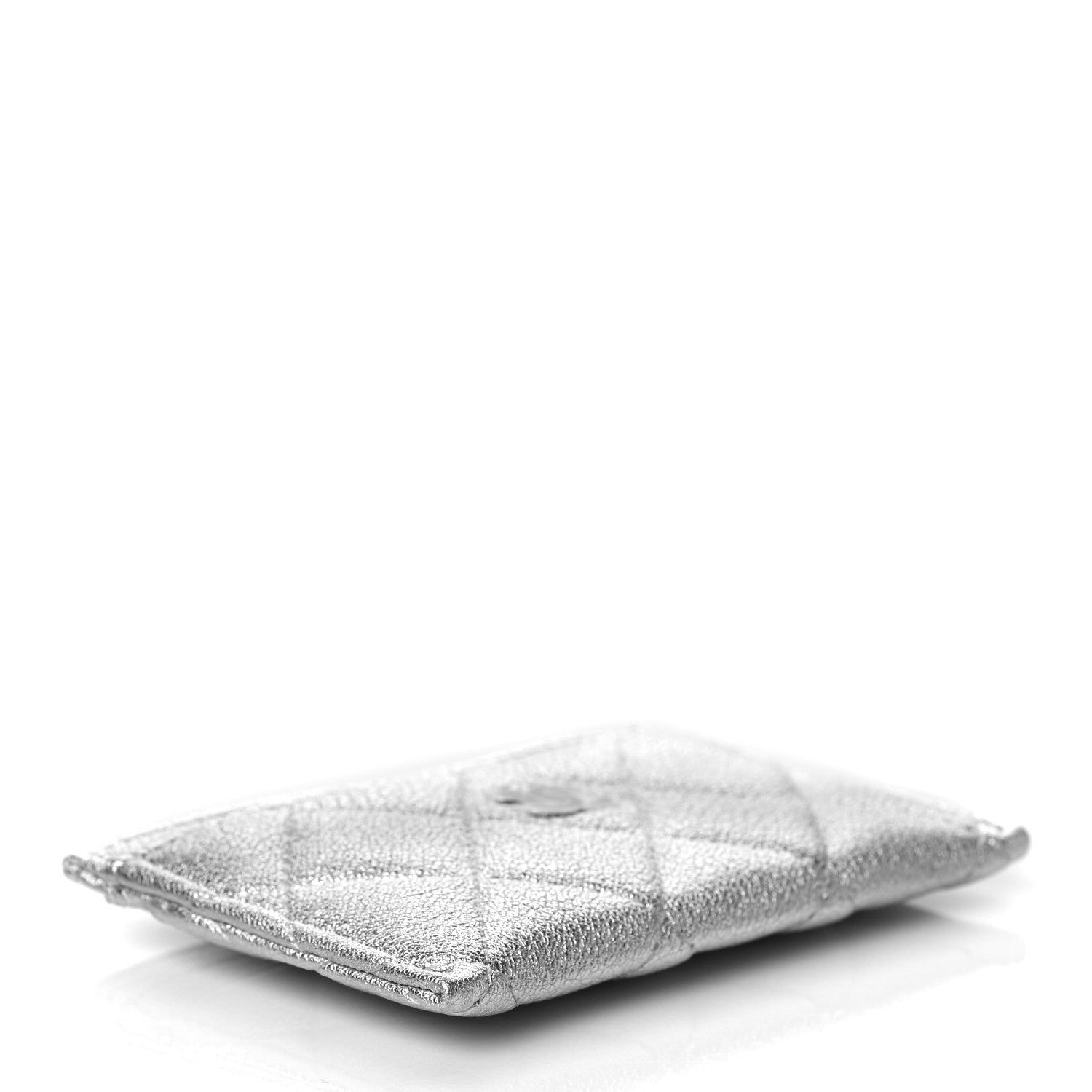 Chanel Metallic Goatskin Quilted CC Card Holder Silver 4 of 9