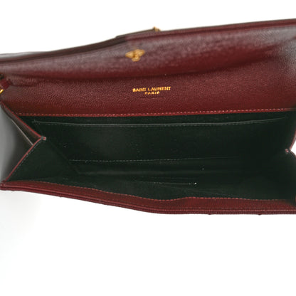 Saint Laurent Grain De Poudre Matelasse Chevron Monogram Envelope Clutch Rouge Legion 5 of 10