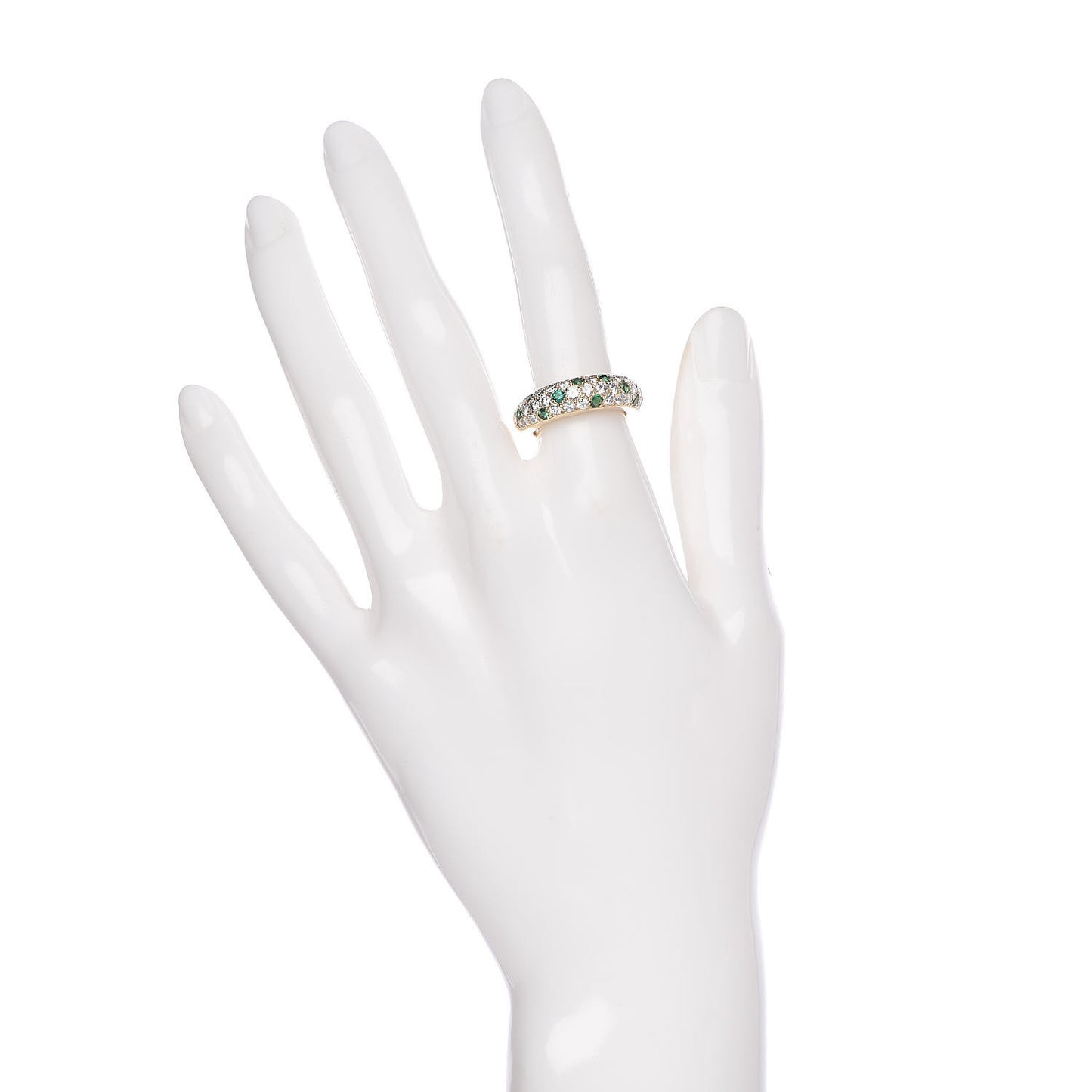 18K Yellow Gold Diamond Emerald 6mm Etincelle De Band Ring 51 5.75