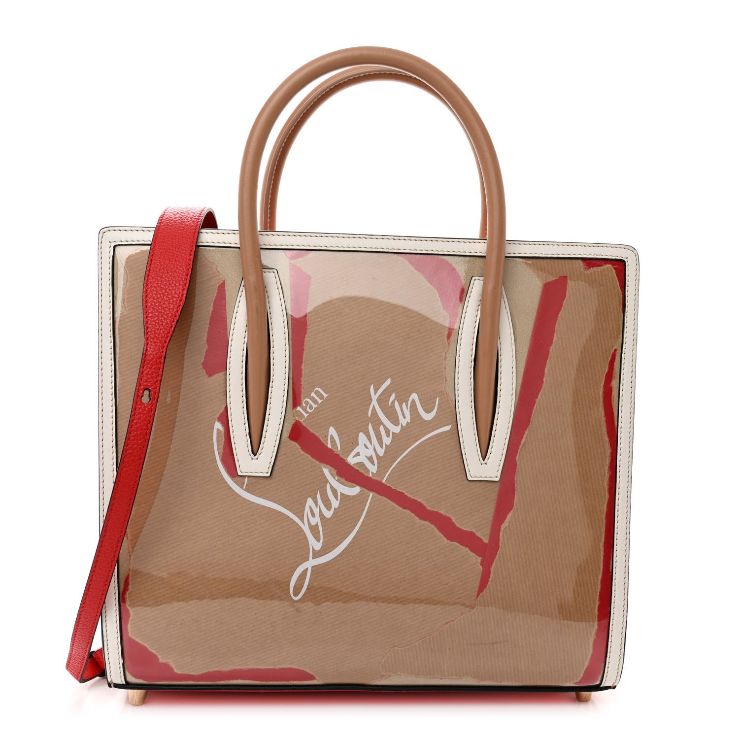 Christian Louboutin Loubi Kraft PVC Patent Calfskin Empire Medium Paloma Kraft Latte 1 of 12