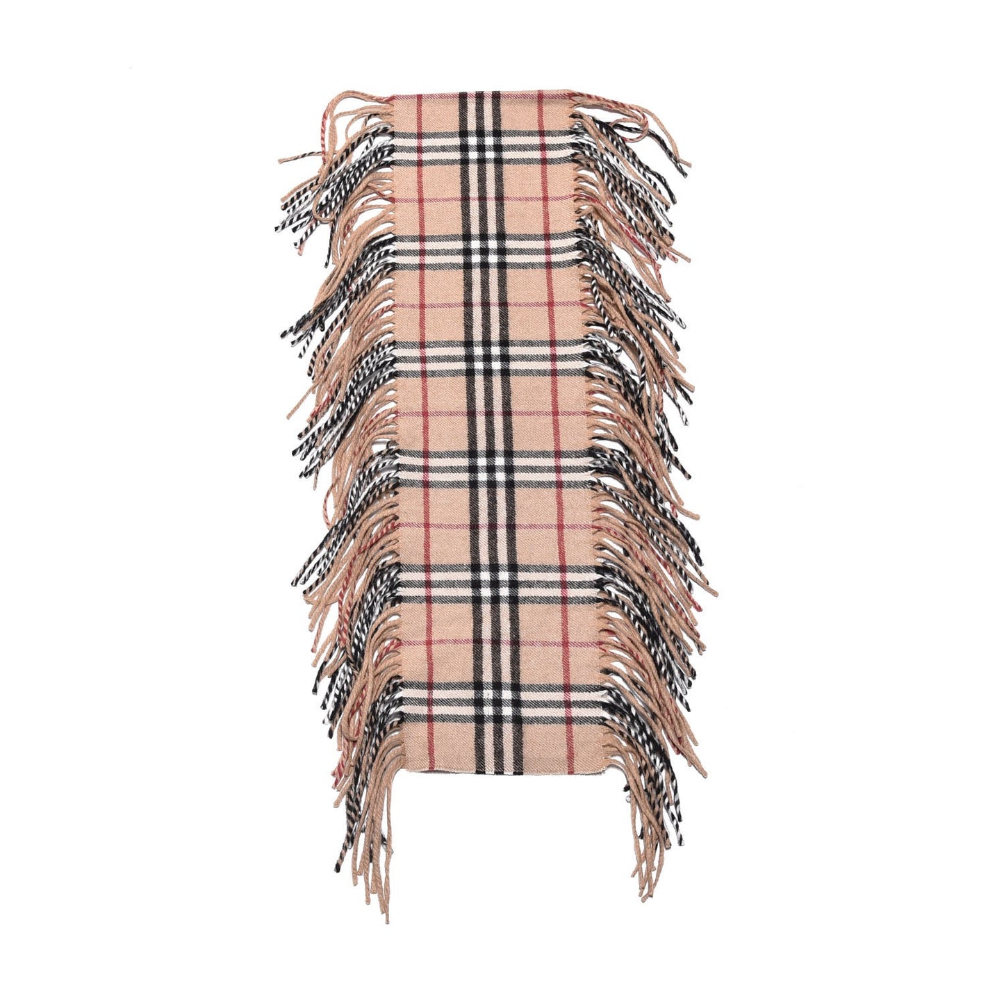Cashmere House Check Fringe Scarf Camel
