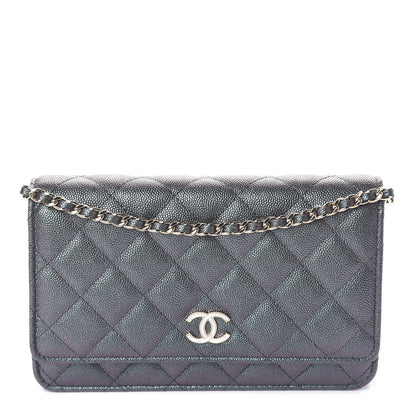 Chanel Iridescent Caviar Quilted Wallet On Chain WOC Black 1 of 11