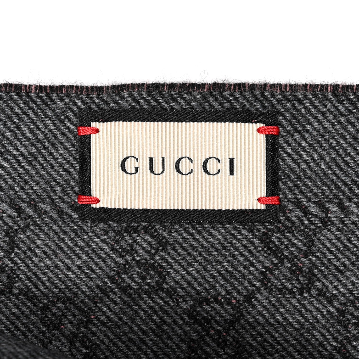 Gucci Wool GG Monogram Lonarin Fringe Scarf Anthracite Pink 2 of 3