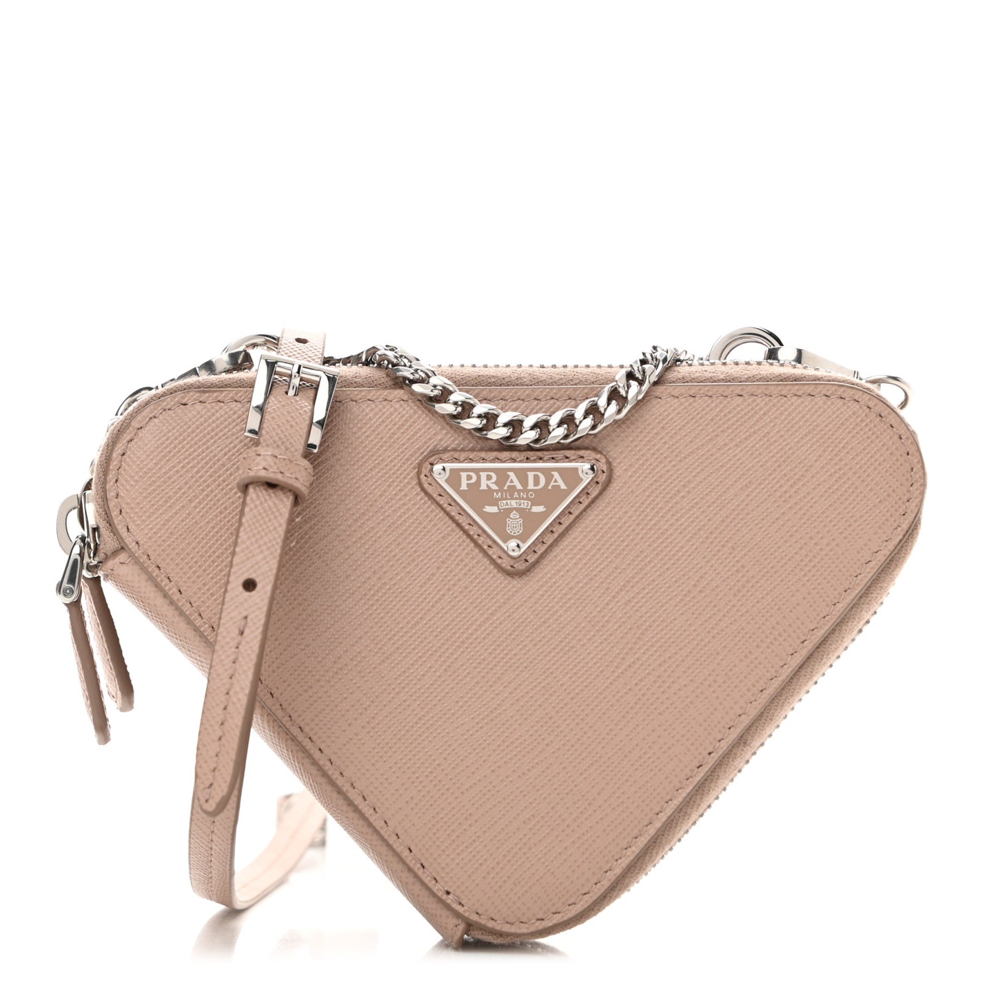 Saffiano Mini Triangle Crossbody Pouch Cipria