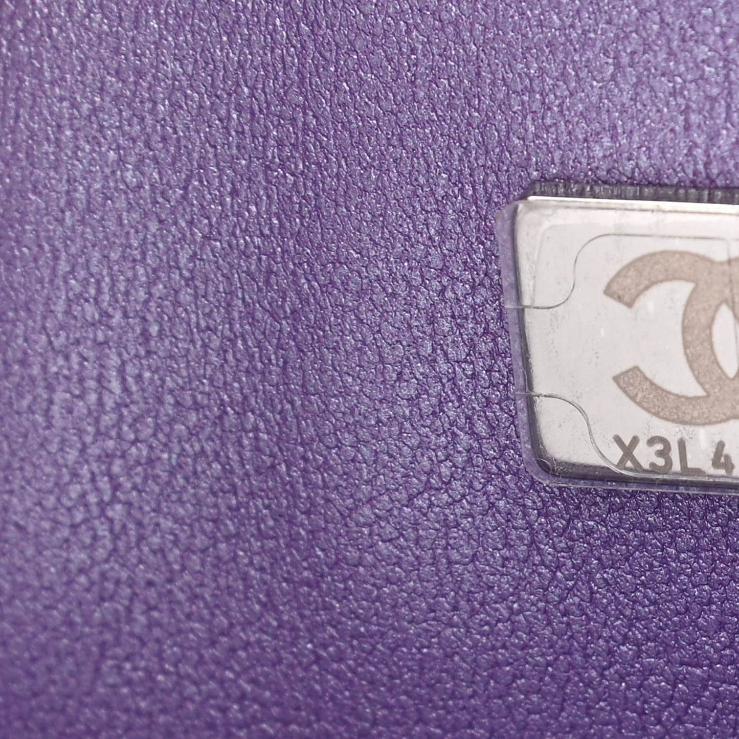 Iridescent Calfskin Quilted Medium Double Flap Purple