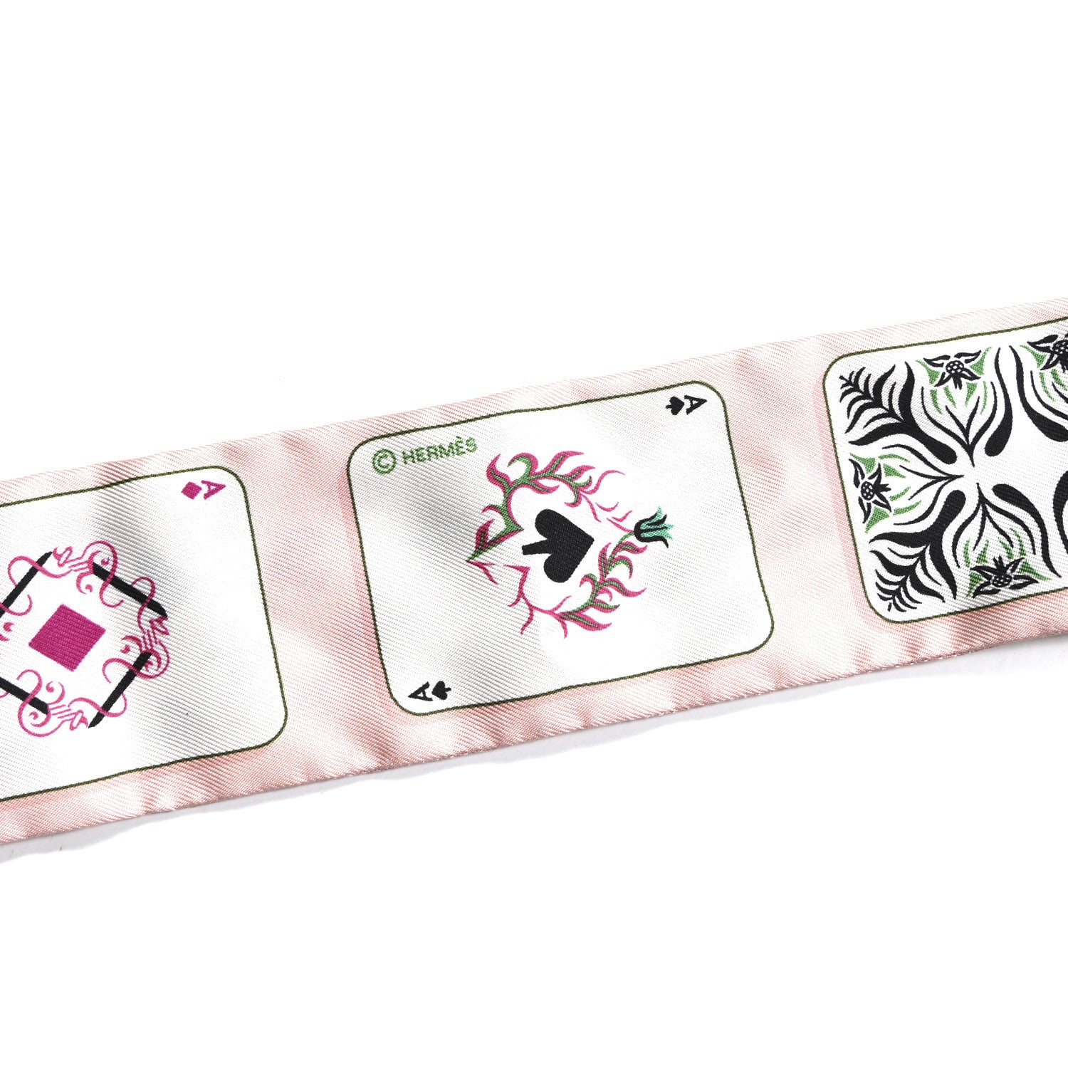 Hermes Silk Jeu de Cartes Twilly Rose Nacre Fuchsia Rouge 4 of 4