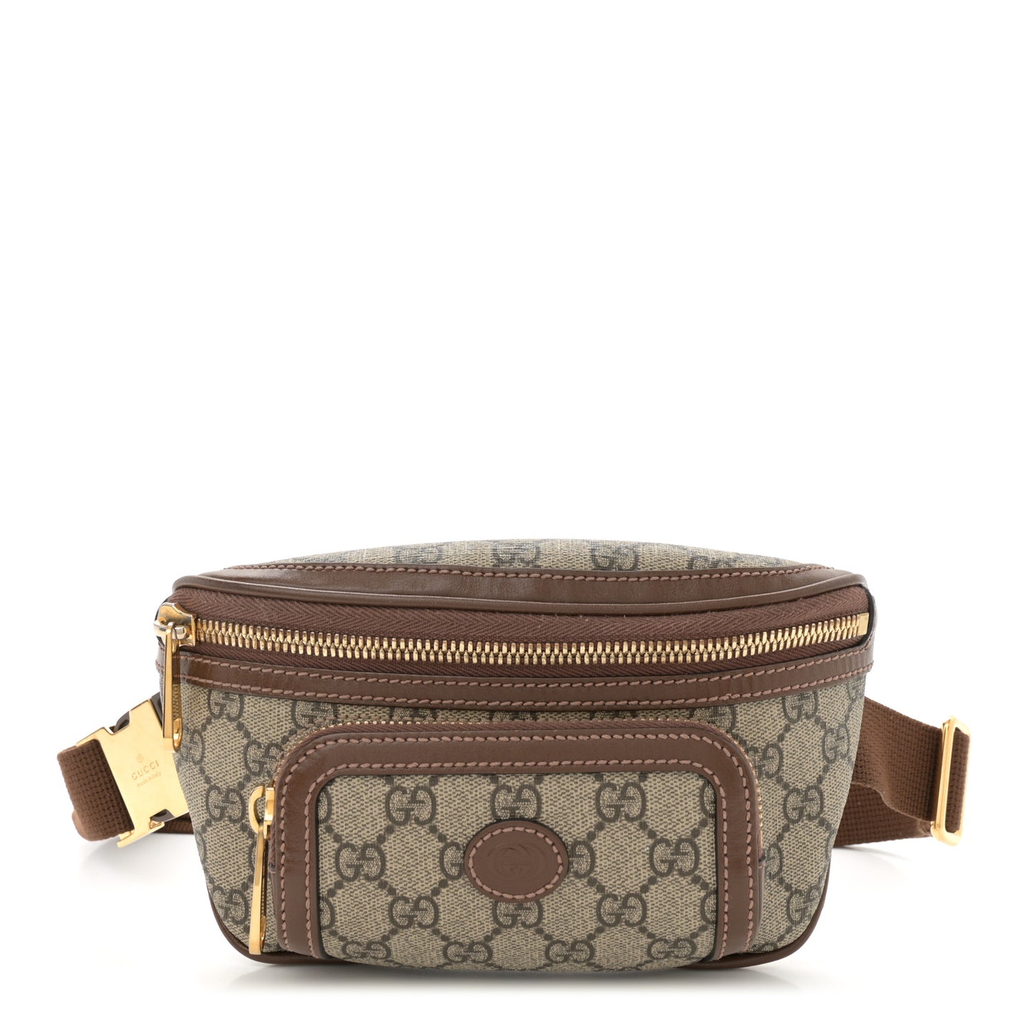 GG Supreme Monogram Textured Calfskin Retro Interlocking G Belt Bag Beige Ebony Brown Sugar