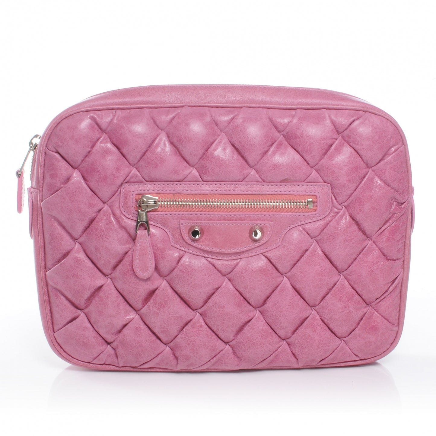 Chevre Quilted Matelasse Makeup Clutch GM Bubblegum