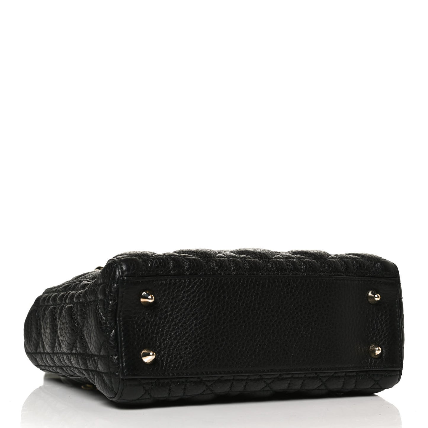 Grained Calfskin Cannage Small Supple Lady Dior Black