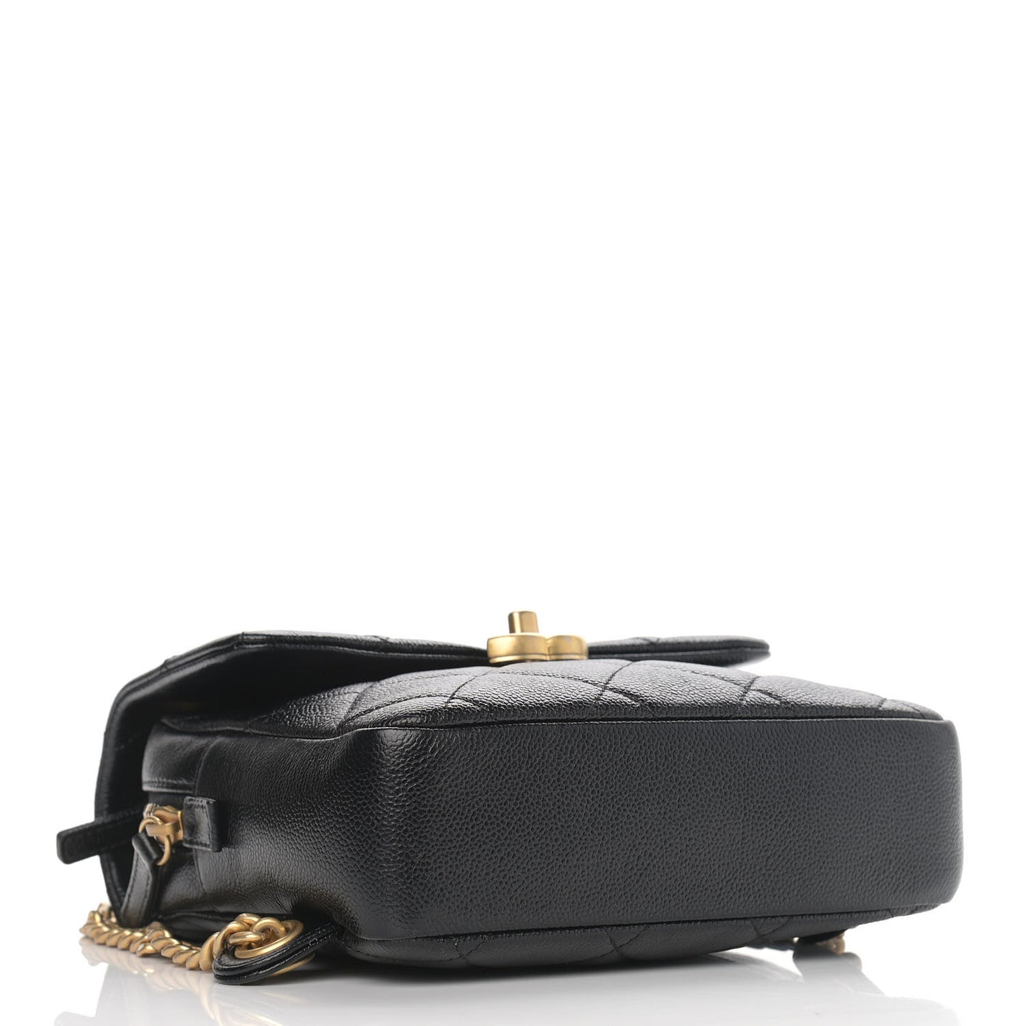 Shiny Caviar Quilted Chain Melody Backpack Black