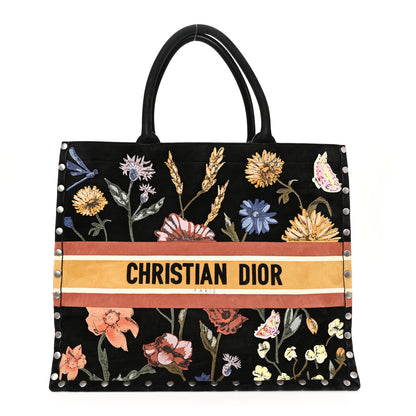 Christian Dior Suede Floral Hand Painted Large Book Tote Black 1 of 10