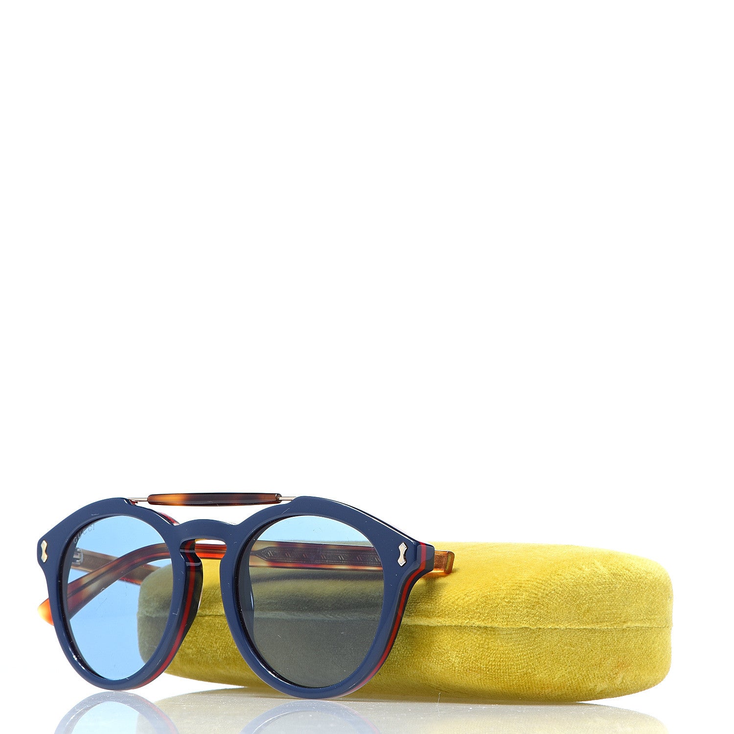 Gucci Round Avana Sunglasses GG0124SA Tortoise Blue 8 of 8