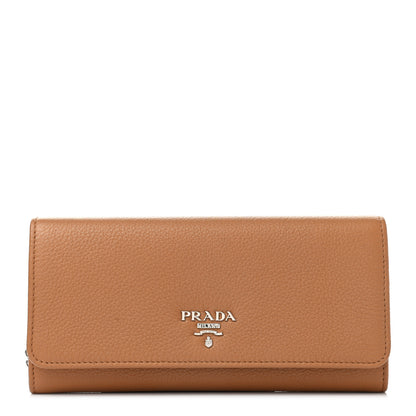 Prada Vitello Phenix Continental Flap Travel Wallet Caramel 3 of 9
