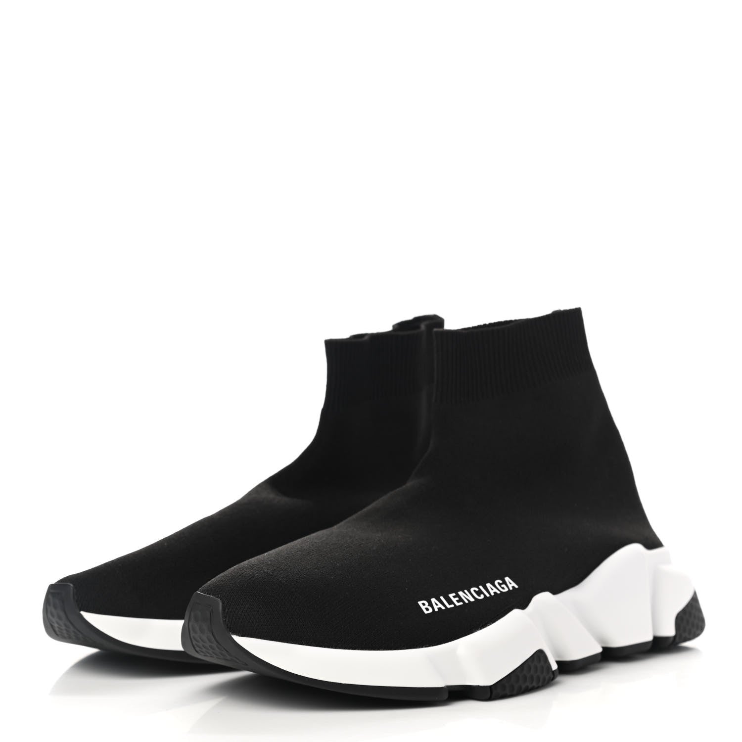 Balenciaga Neoprene Knit Womens Speed Sneakers 38 Black White 3 of 9