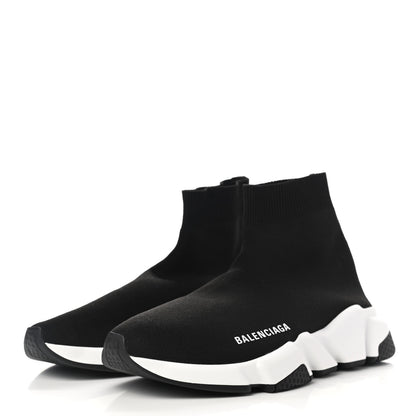 Balenciaga Neoprene Knit Womens Speed Sneakers 38 Black White 3 of 9