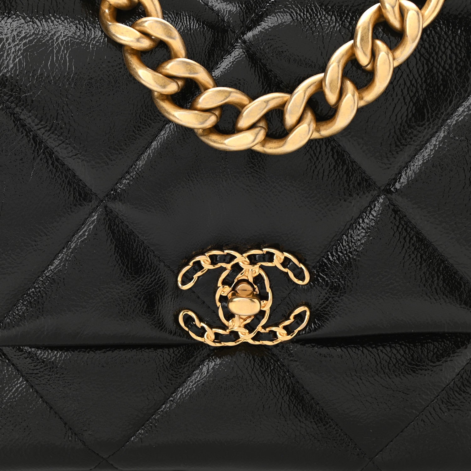 Chanel Shiny Crumpled Calfskin Quilted Large Chanel 19 Flap Black 8 of 11