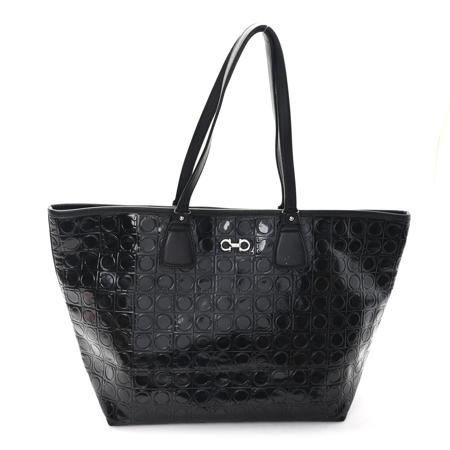 Patent Gancini Embossed Tote Black