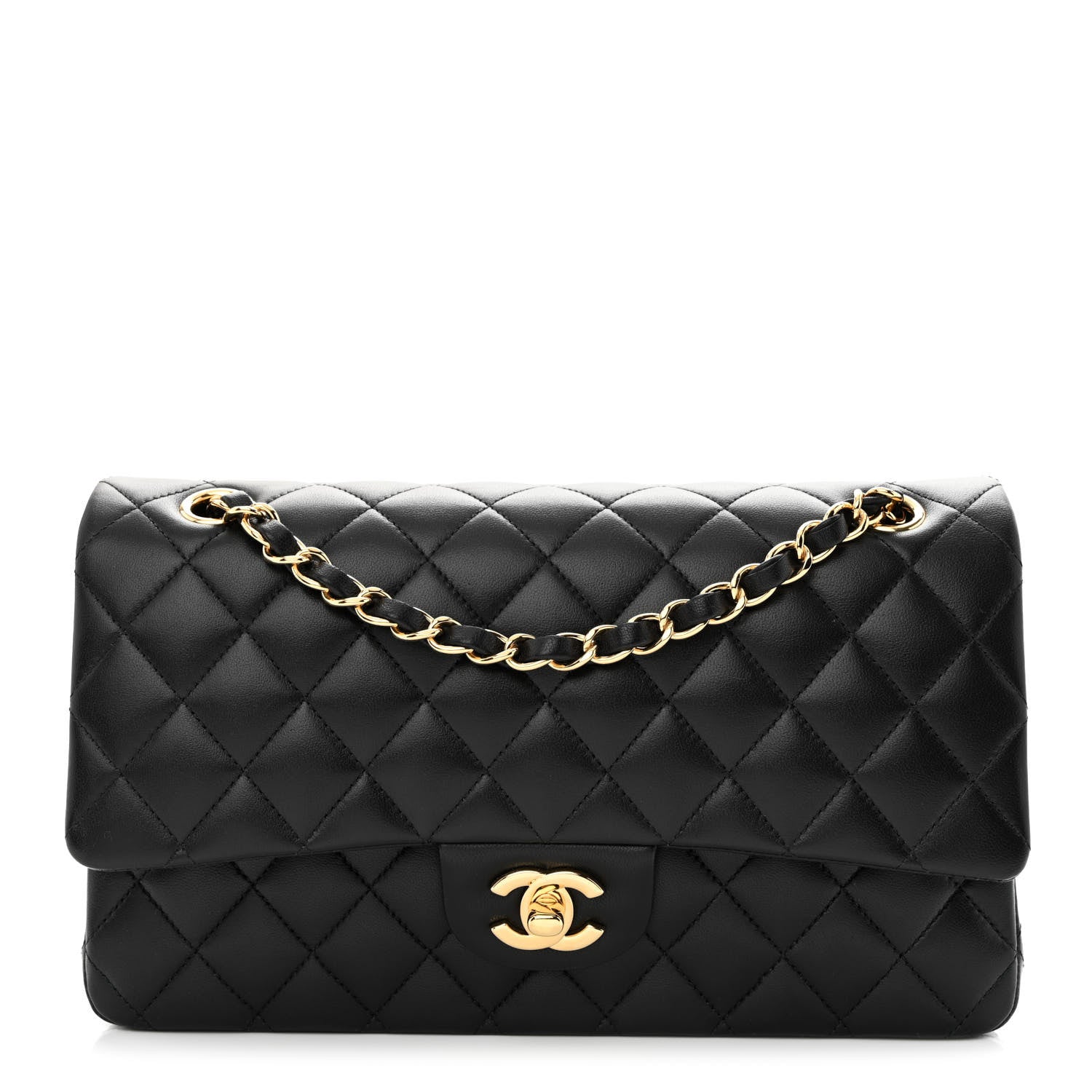 Chanel Lambskin Quilted Medium Double Flap Black 1 of 11
