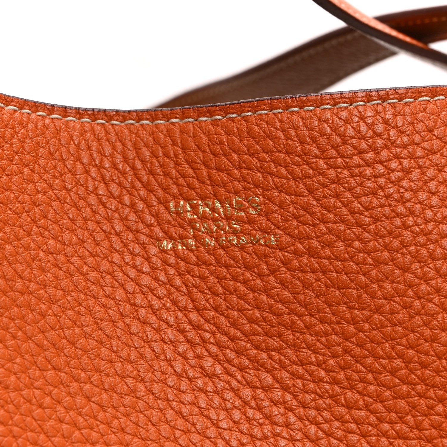 Hermes Taurillon Clemence Double Sens 45 Reversible Tote Orange Gold 10 of 21