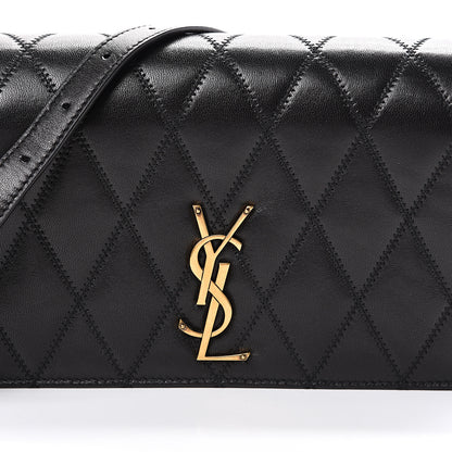 Saint Laurent Lambskin Diamond Quilted Monogram Angie Chain Bag Black 14 of 17