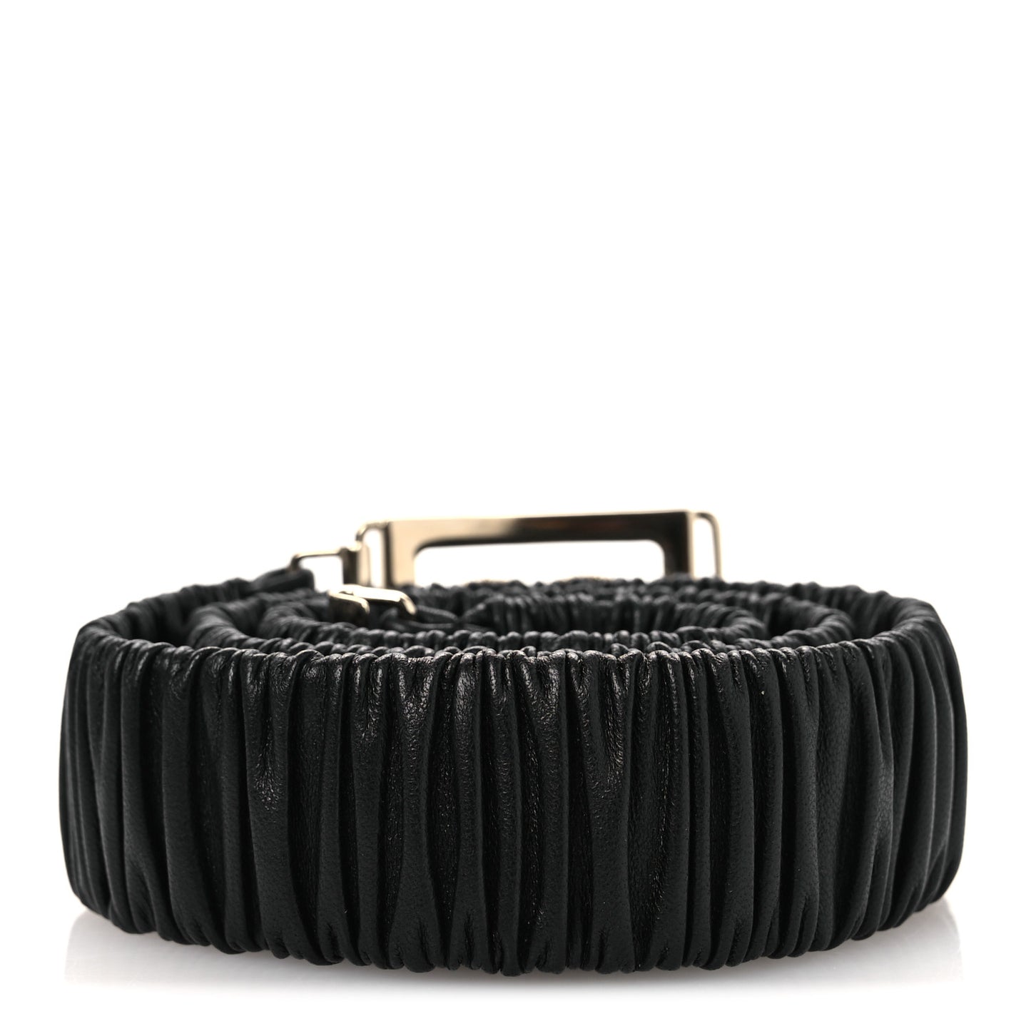 Lambskin Crystal Ruched CC Belt 75 30 Black 75 30 Black