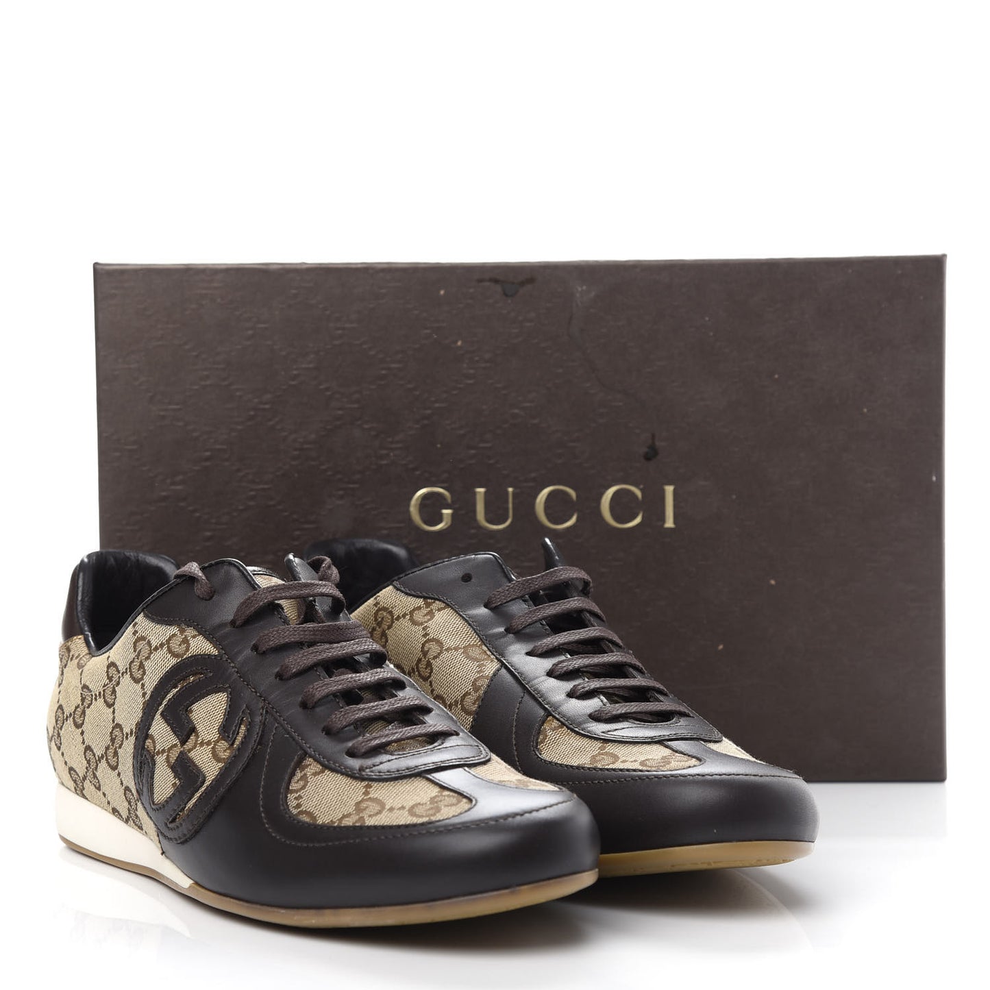 Monogram Nappa Interlocking G Sneakers 39.5 Beige Ebony Cocoa