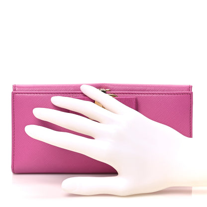 Salvatore Ferragamo Printed Calfskin Vara Bow Continental Wallet Fuchsia 2 of 6