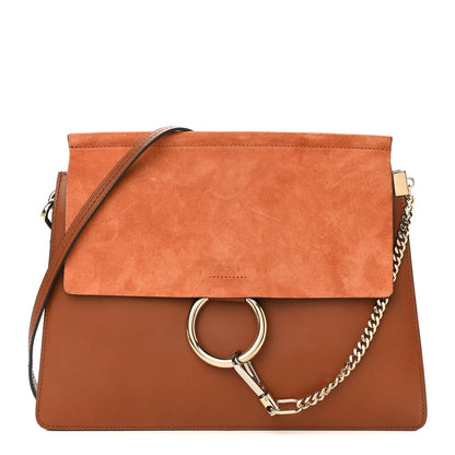 Chloe Suede Calfskin Medium Faye Shoulder Bag Tobacco 1 of 11
