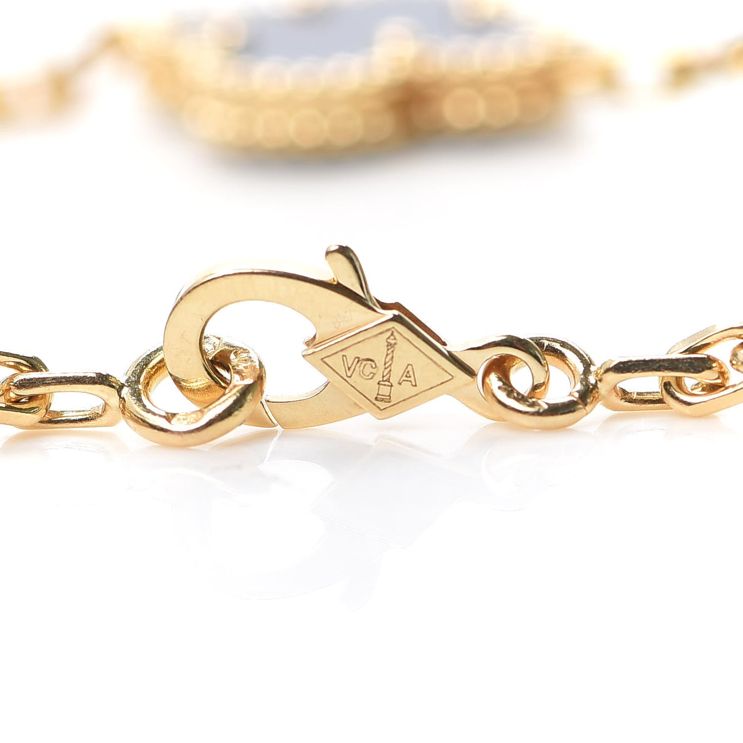 18K Yellow Gold Diamond Blue Sevres Porcelain 5 Motifs Vintage Alhambra Vendome Bracelet