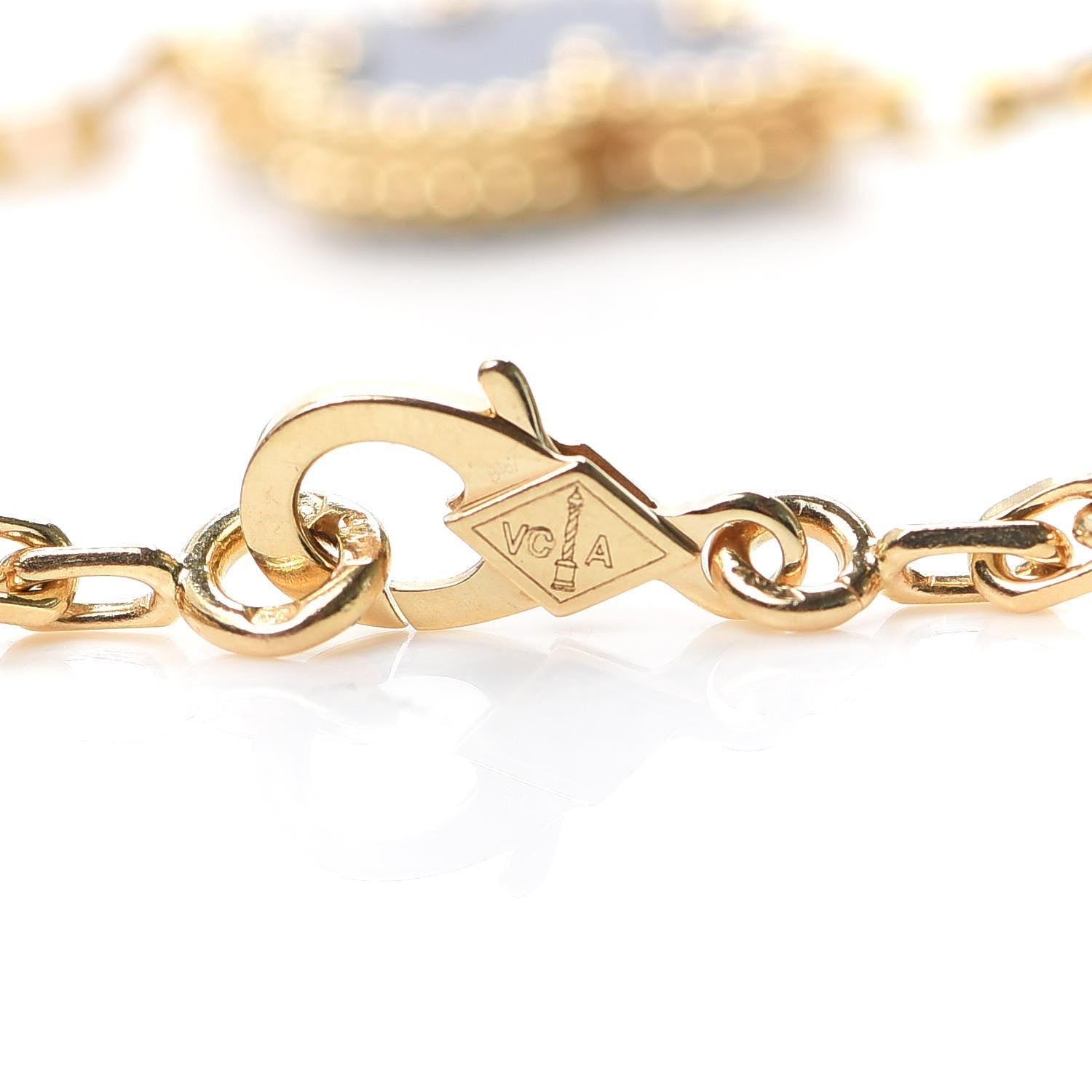 Van Cleef & Arpels 18K Yellow Gold Diamond Blue Sevres Porcelain 5 Motifs Vintage Alhambra Vendome Bracelet 4 of 6