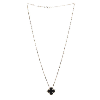Van Cleef & Arpels 18K Yellow Gold Black Onyx Vintage Alhambra Pendant Necklace 3 of 7