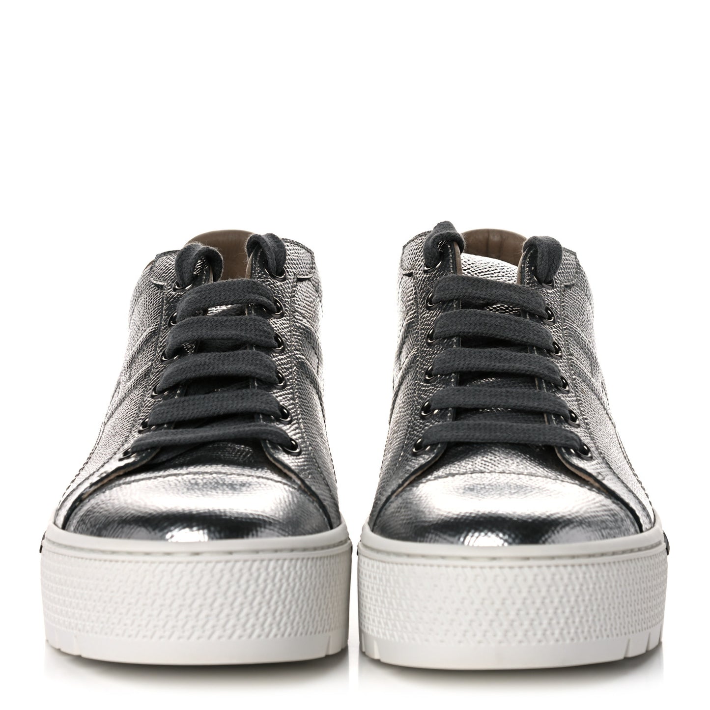 Metallic Epsom Womens Voltage Sneakers 36 Gris Argente Vieilli Black