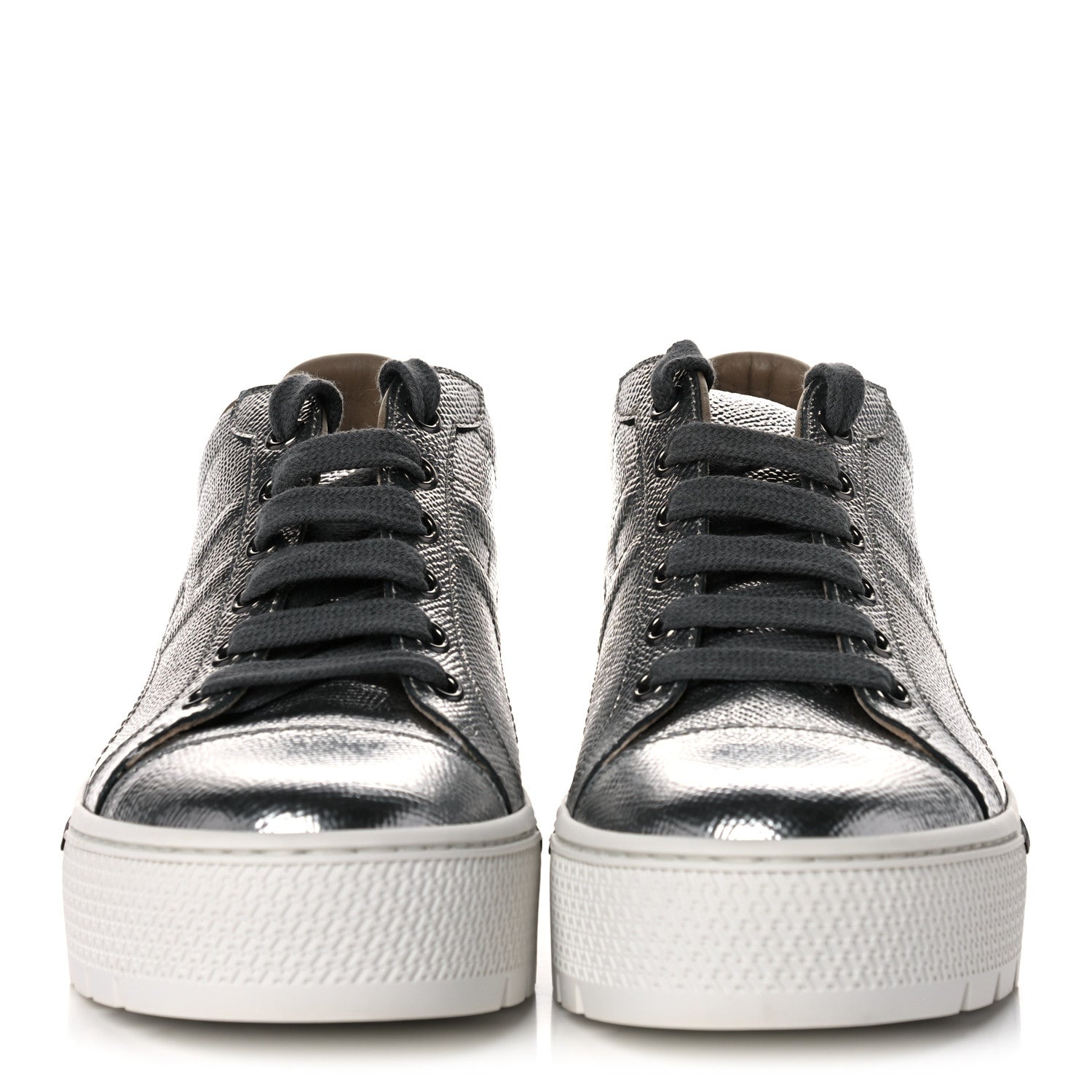 Hermes Metallic Epsom Womens Voltage Sneakers 36 Gris Argente Vieilli Black 2 of 9