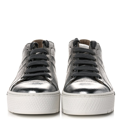 Hermes Metallic Epsom Womens Voltage Sneakers 36 Gris Argente Vieilli Black 2 of 9