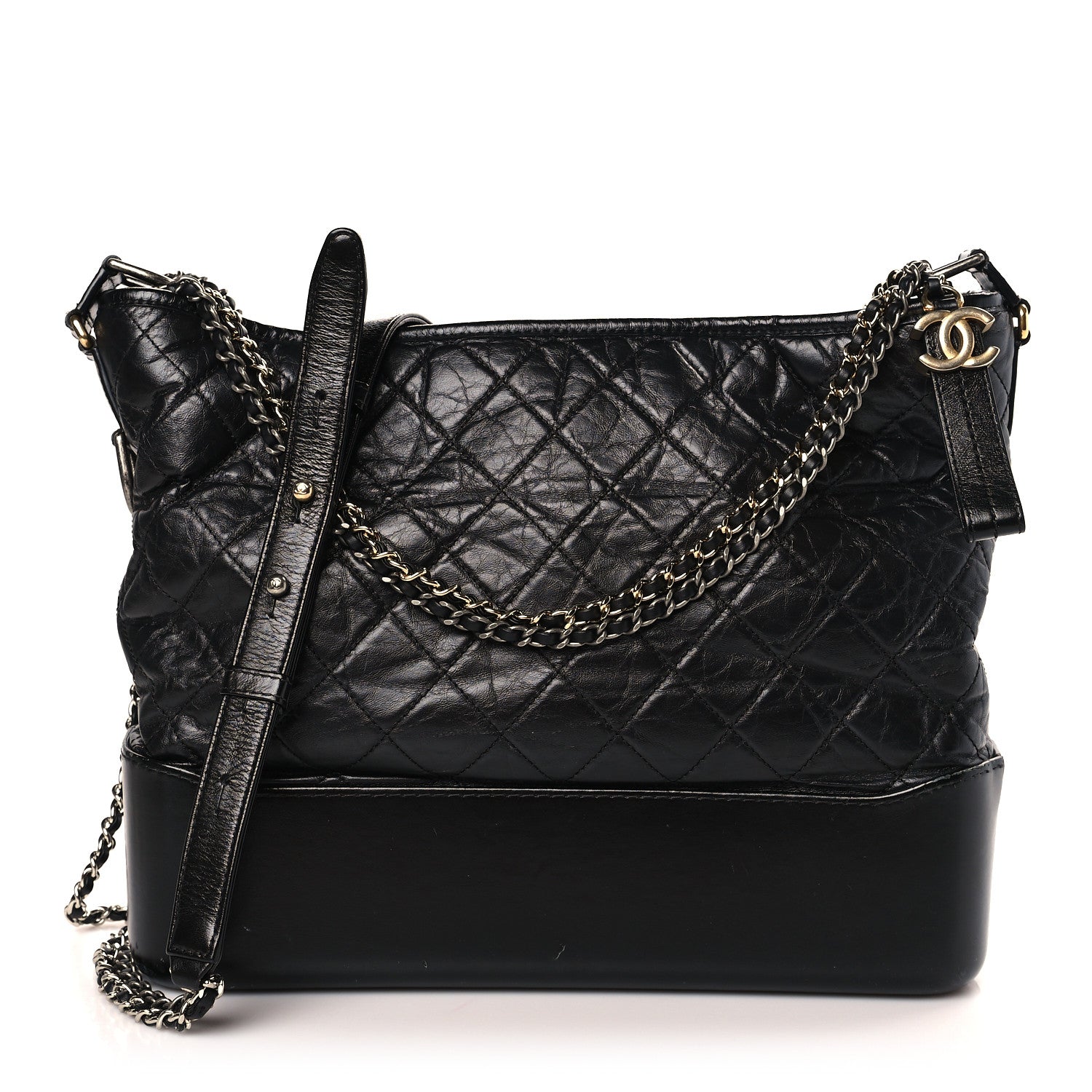 Chanel Aged Calfskin Quilted Large Gabrielle Hobo Black 1 of 9