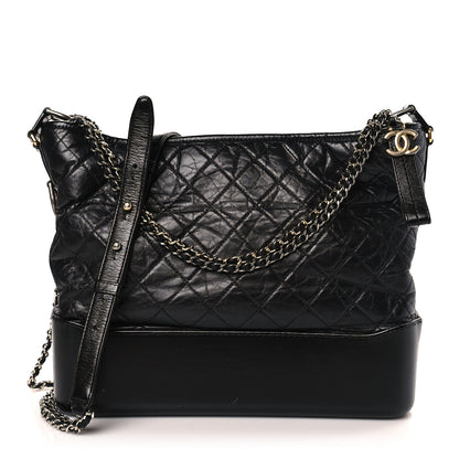 Chanel Aged Calfskin Quilted Large Gabrielle Hobo Black 1 of 9