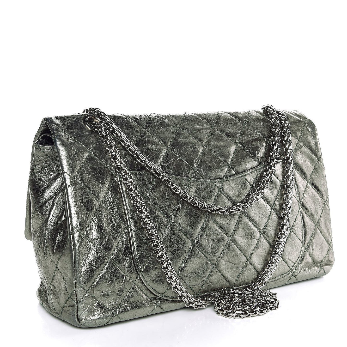 Metallic Aged Calfskin Quilted 2.55 Reissue 227 Flap Green