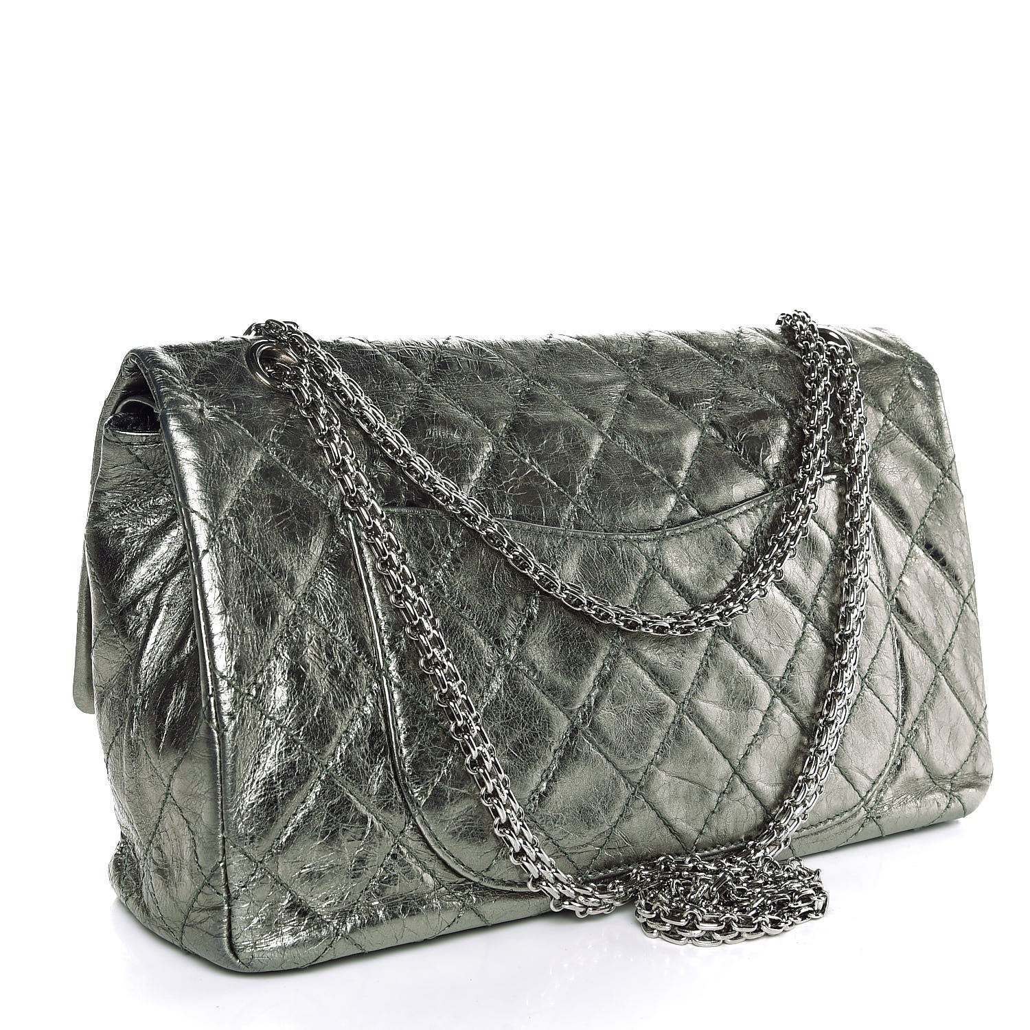 Chanel Metallic Aged Calfskin Quilted 2.55 Reissue 227 Flap Green 4 of 8