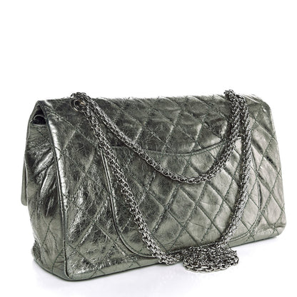 Chanel Metallic Aged Calfskin Quilted 2.55 Reissue 227 Flap Green 4 of 8
